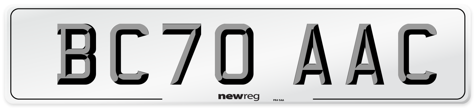 BC70 AAC Number Plate from New Reg